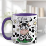personalised daisy friesian dairy cow & daisies cow print mug gift