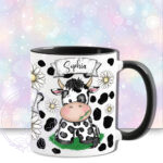 personalised daisy dairy cow & daisies cow print mug gift