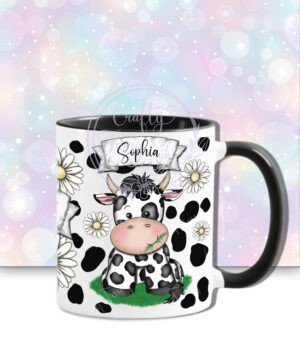 personalised daisy dairy cow & daisies cow print mug gift