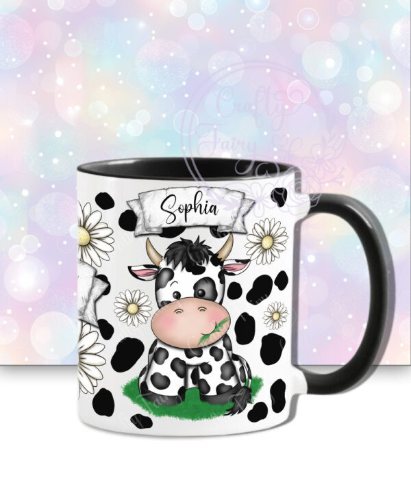 personalised daisy dairy cow & daisies cow print mug gift