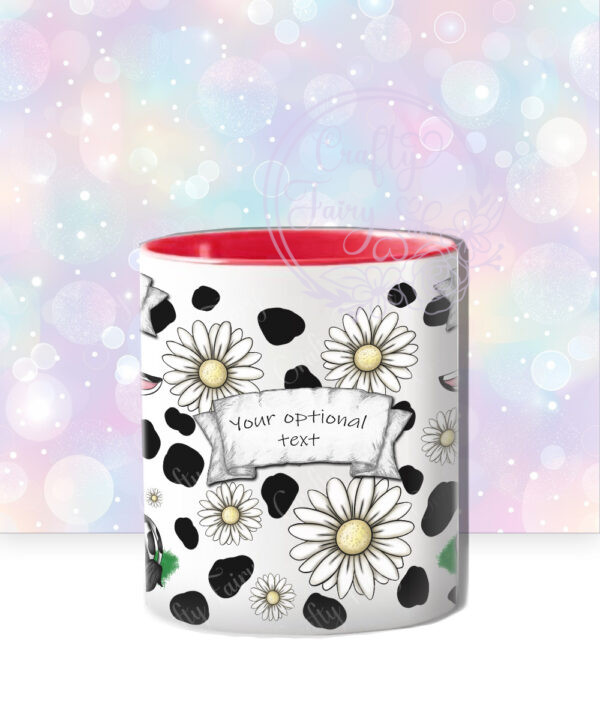 personalised daisy dairy cow & daisies cow print mug gift