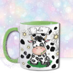personalised daisy dairy cow & daisies cow print mug gift
