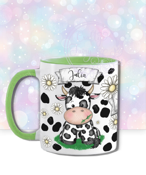 personalised daisy dairy cow & daisies cow print mug gift