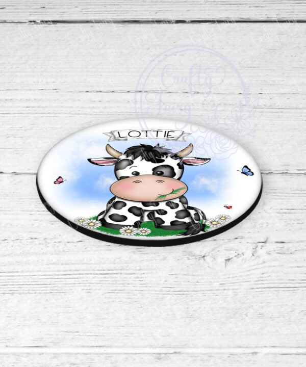 personalised daisy dairy cow & daisies coaster gift
