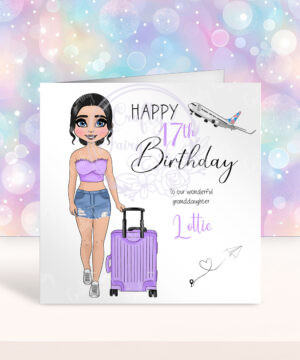 personalised birthday card for lady or teen who loves travelling