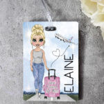 personalised luggage bag tag for lady or teen who loves travelling