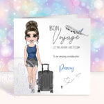 personalised happy travels bon voyage card for lady or teen who loves travelling