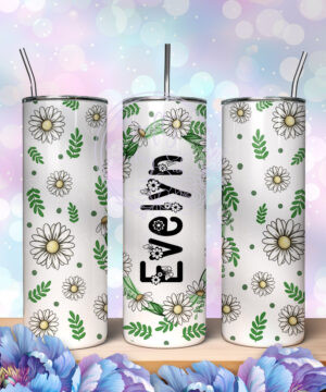personalised daisy flowers spring 600ml 20oz straight tumbler