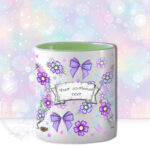 personalised cute giraffe & purple flowers mug gift