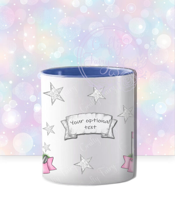 personalised pink golf club bag and stars mug gift