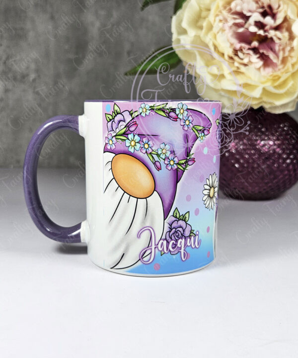 personalised summer gonks trio in purple hats mug gift