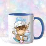 personalised highland cow baker baking print mug gift