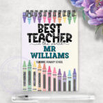personalised crayons best teacher in the world leaving gift a6 notebook