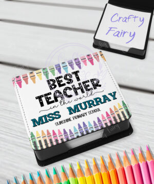 personalised crayons best teacher in the world memo notes holder