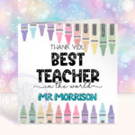 personalised best teacher in the world thank you card