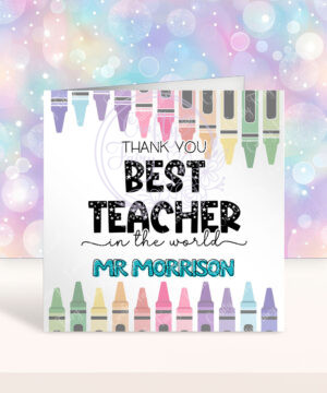 personalised best teacher in the world thank you card