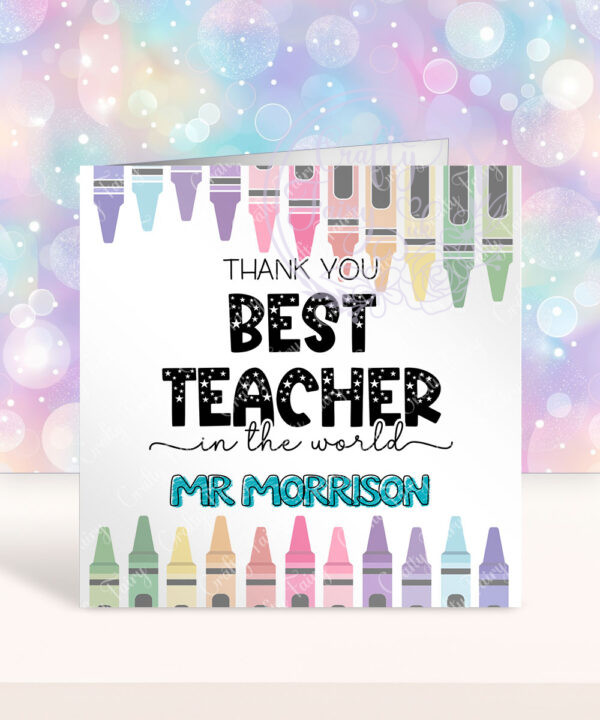 personalised best teacher in the world thank you card