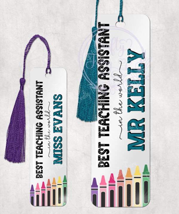 personalised best teaching assistant in the world metal bookmark