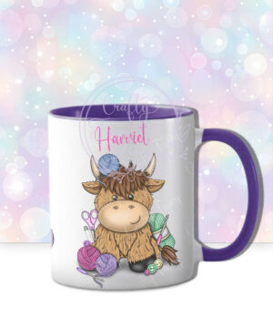 personalised crochet highland cow mug gift