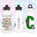 personalised teddy bear with scarf footballer straight water bottle