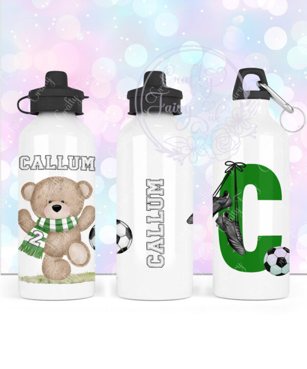 personalised teddy bear with scarf footballer straight water bottle