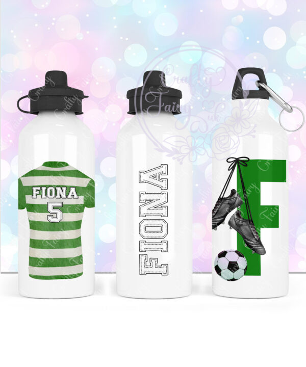 personalised footballer shirt print straight 600ml water bottle