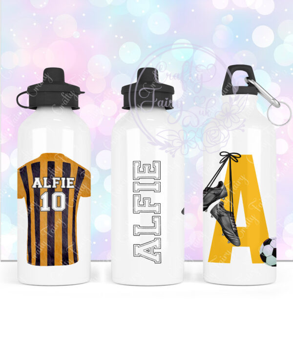 personalised footballer shirt print straight 600ml water bottle
