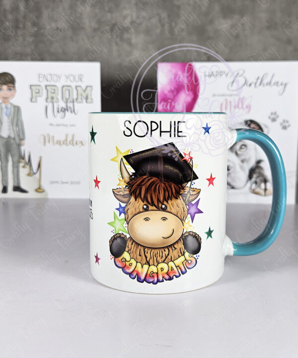 personalised congrats graduation highland cow mug gift