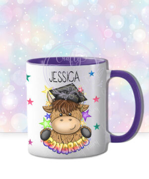 personalised congrats graduation highland cow mug gift