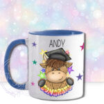 personalised congrats graduation highland cow mug gift