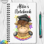 personalised congrats graduation highland cow a5 notebook gift