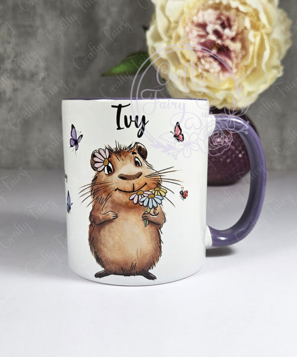 personalised capybara with daisies mug gift