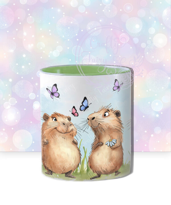 personalised capybaras butterflies & daisies mug gift