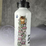 personalised highland cow with pink lily flowers 600ml water bottle