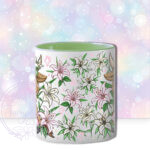 personalised highland cow with pink lilies mug gift
