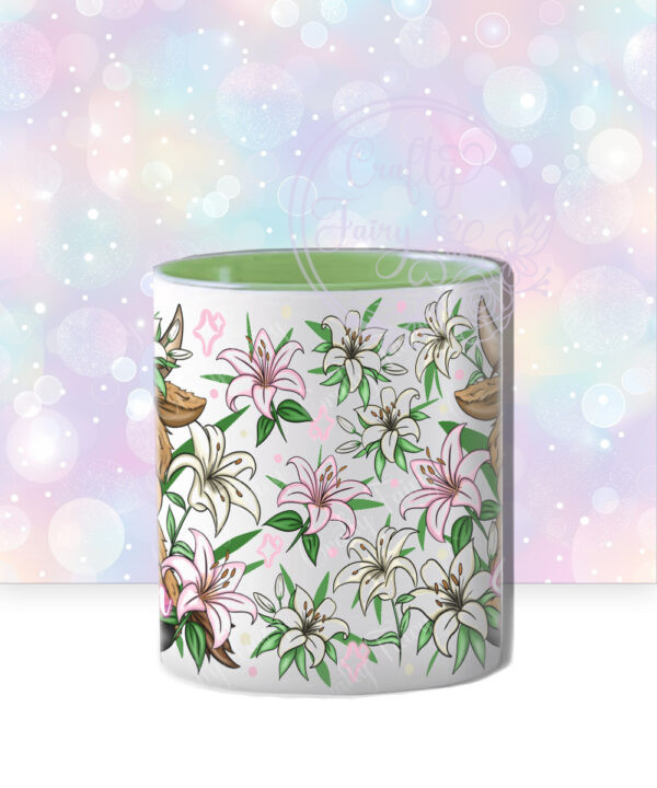 personalised highland cow with pink lilies mug gift