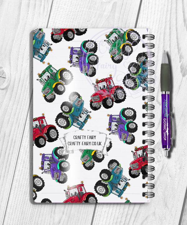 personalised bright tractors boy's a5 notebook gift