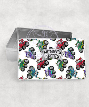personalised bright tractors boy's medium tin