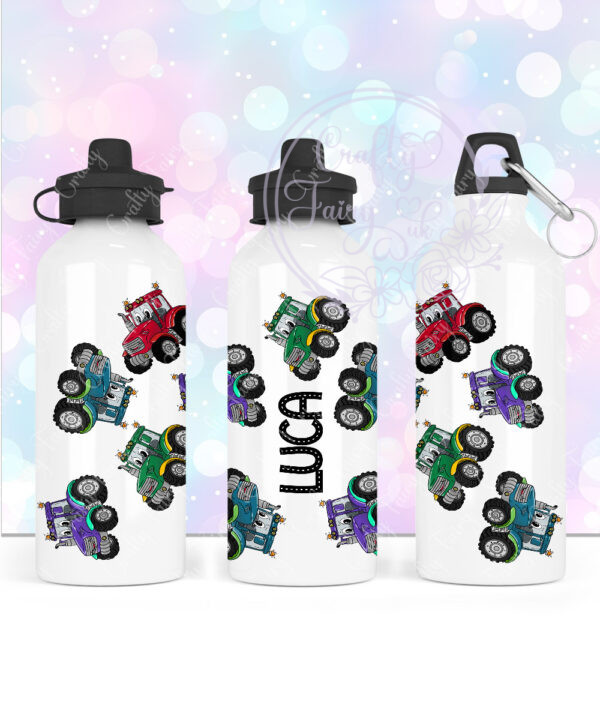 personalised bright tractors boy's 600ml water bottle