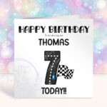 personalised motor racing road boy's birthday card