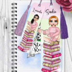 personalised female book lover reader in pink jumper metal bookmark