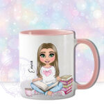 personalised young girl book lover reader in pink mug gift