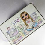 personalised young girl reader and pastel books medium rectangular tin