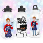 personalised bbq king or grill king dad 600ml water bottle gift