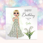 personalised may june lily of the valley birthday card for lady