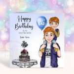 personalised dad with son on shoulders birthday card or father's day card
