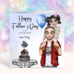 personalised dad with daughter on shoulders birthday card or father's day card