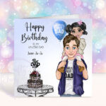 personalised dad with daughter on shoulders birthday card or father's day card