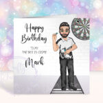 personalised darts player birthday card or father's day card