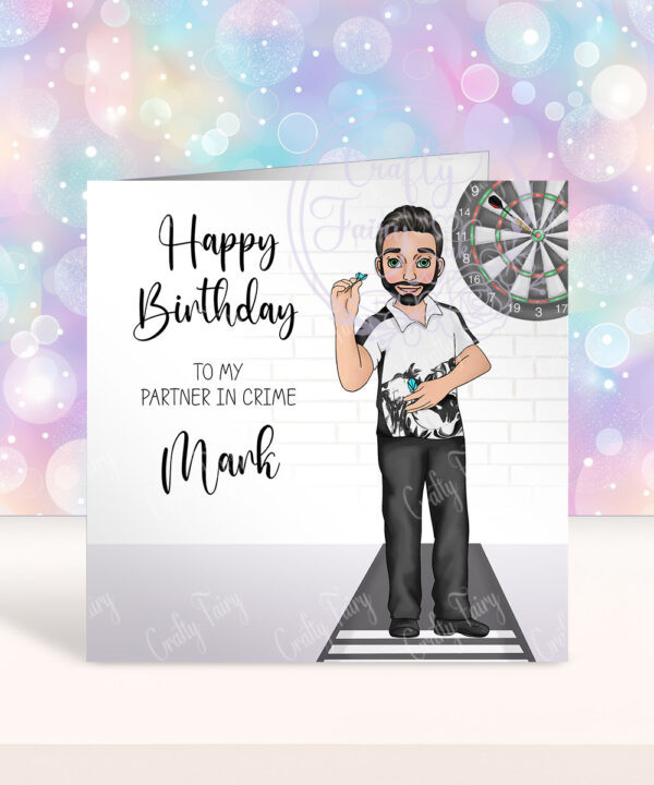 personalised darts player birthday card or father's day card